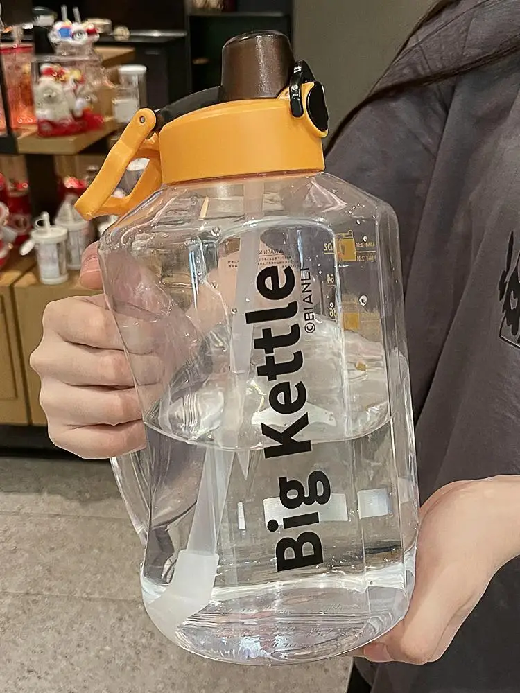 litru apa de sticla cu paie pentru bărbați femei sticla de apa portabil de călătorie de sport plastic de mare capacitate de băut sticla La / misc \