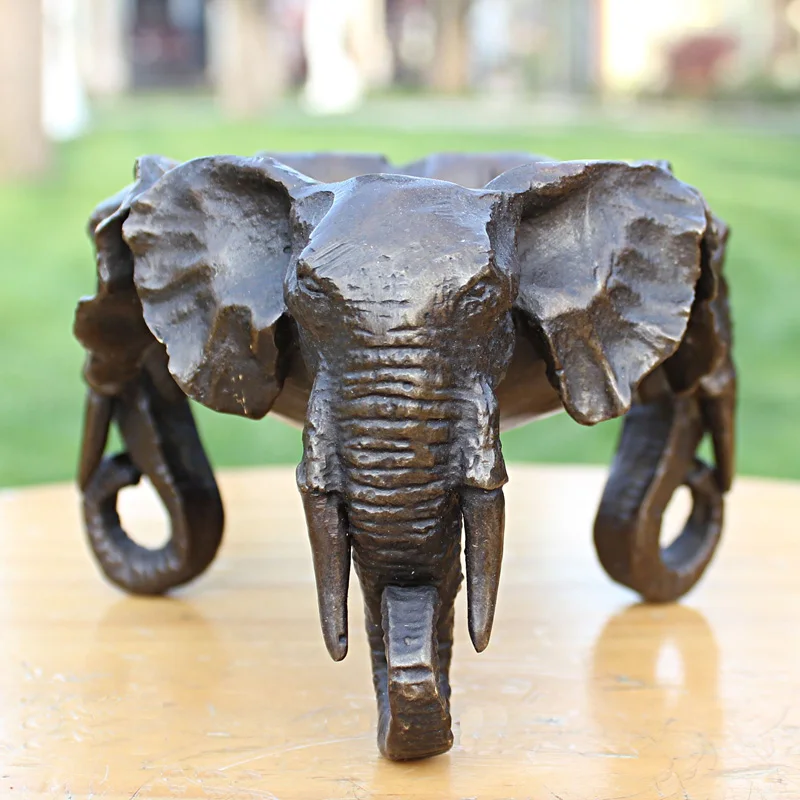 Cap de animal real Alamă statui Elefant Scrumiera prima cupru decor s scrumiera ca de afaceri de Origine giftsroom Art Statuie La reducere! / De crăciun \