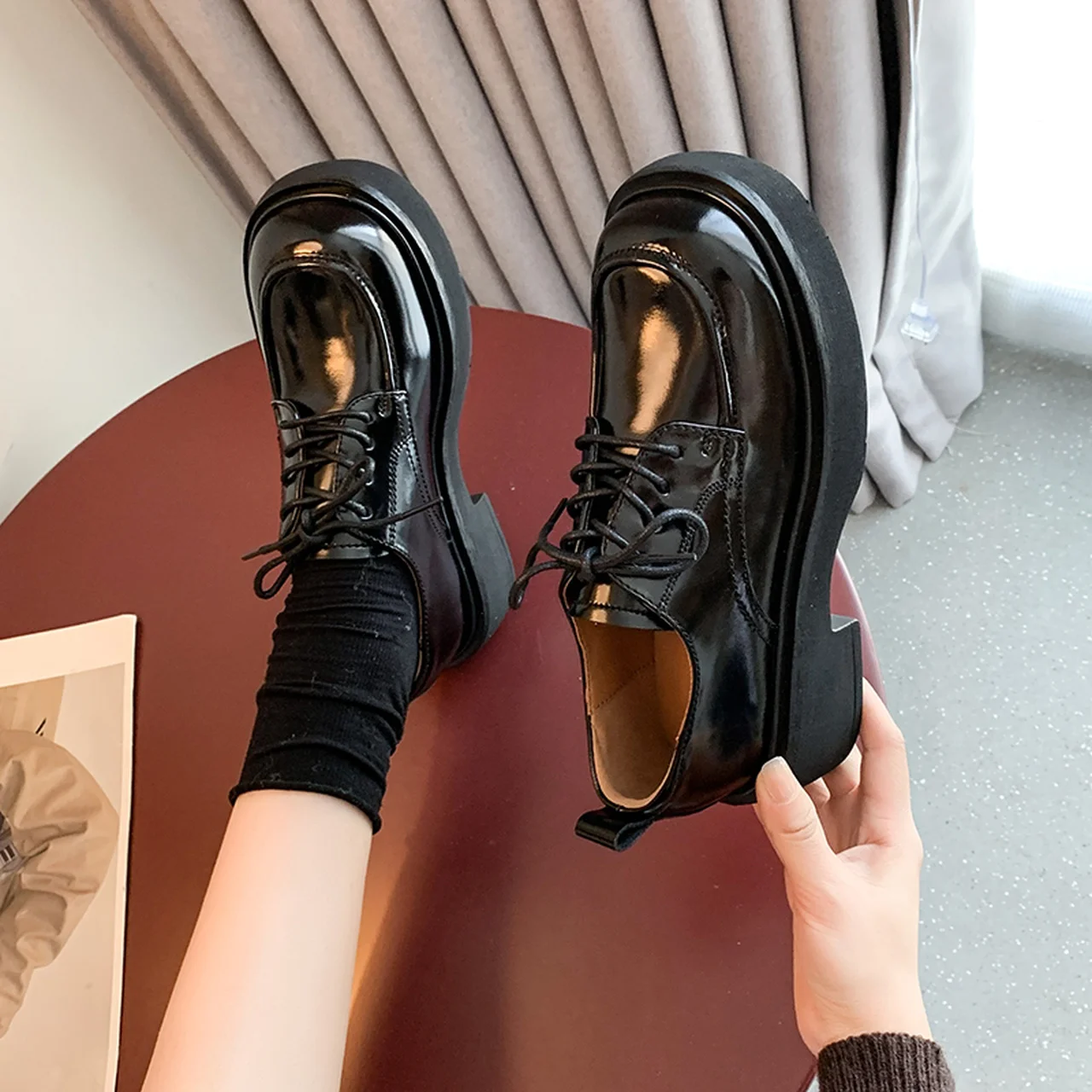 singure pantofi platforma din piele mici pantofi toamna stil Britanic retro pantofi casual cu toc gros 2022 noi Zapatillas Mujer La reducere! / pentru \