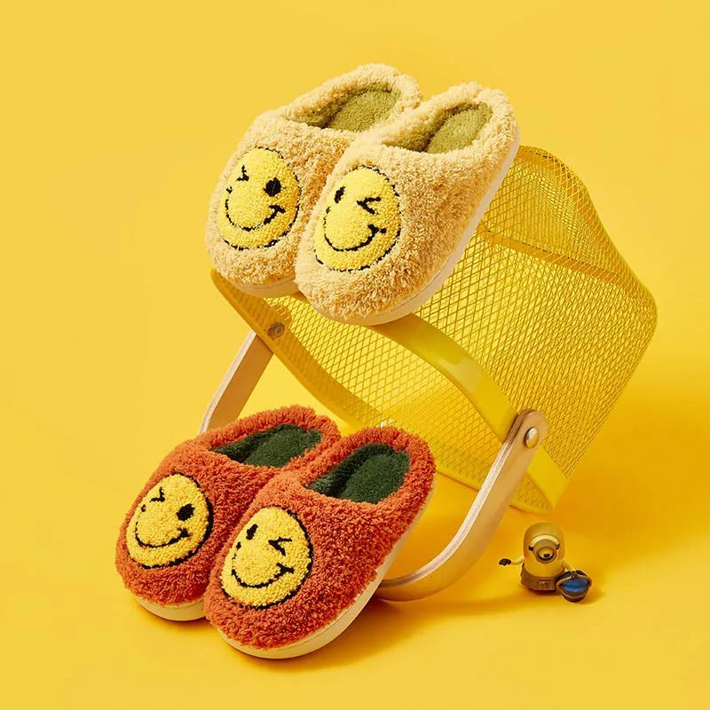 Fete pentru copii din Bumbac Papuci de 2022 Iarna Noi Desene animate pentru Copii Drăguț de Pluș, Papuci de Băieți Smiley Pantofi de Interior cu Blană Papuci Copii La reducere! /